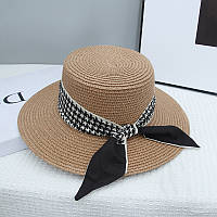 Женская шляпа канотье с лентой шляпа женская летняя от солнца шляпка панамка пляжная