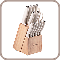 Набор кухонных ножей на деревянной подставке 14 предметов Нож для разделки мяса для домашней кухни