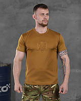 Футболка армейская тактическая цвет койот, футболка мужская зсу с гербом, футболка военная tactica te927