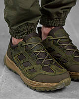 Тактичні шкіряні кросівки олива із сіточкою, армійські кросівки весна-літо, легкі кросівки зсу pc044