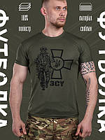 Футболка хаки тактическая, армейская футболка олива влагоотводящая, тактическая футболка зсу zq857