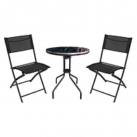 Набор садовой мебели стол + 2 кресла Bonro B-6055 черный