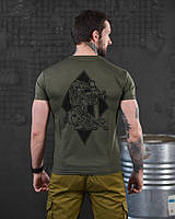 Армейская военная футболка зсу олива с принтом, мужская футболка влагоотводящая Coolmax хаки io663