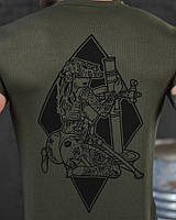 Армейська футболка олива з принтом дівчини, тактична вологовідвідна футболка олива зсу Coolmaxio663