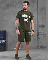 Легкі військові шорти та футболка Army олива, чоловічі шорти з кишенями з боків хакі, футболка зсу io307