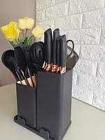 Набір для кухні 19 предметів набором ножів Чорний