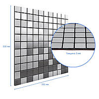 Самоклеющаяся алюминиевая плитка серебряная мозаика 300х300х3мм SW-00001167 (D)