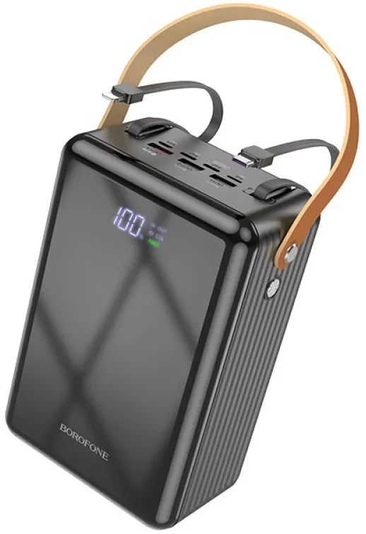 Зовнішній акумулятор УМБ Павербанк з ліхтариком BOROFONE Terra BJ32 80000mAh, 3USB/2Type-C/Lightning |22.5W/3A, PD/QC| Чорний