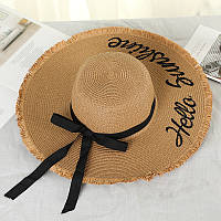 Женская шляпа с широкими полями шляпка панамка пляжная шляпа летняя от солнца