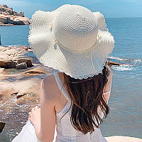 Женская шляпа с широкими полями шляпка панамка пляжная шляпа летняя от солнца
