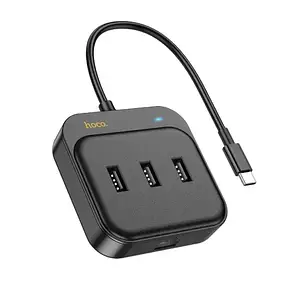 USB-хаб Hoco HB35 EASY LINK 4-IN-1 100 MBPS ETHERNET ADAPTER Black