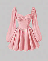 Круте плаття з пишною спідницею + красиве драпірування на грудях рожевий