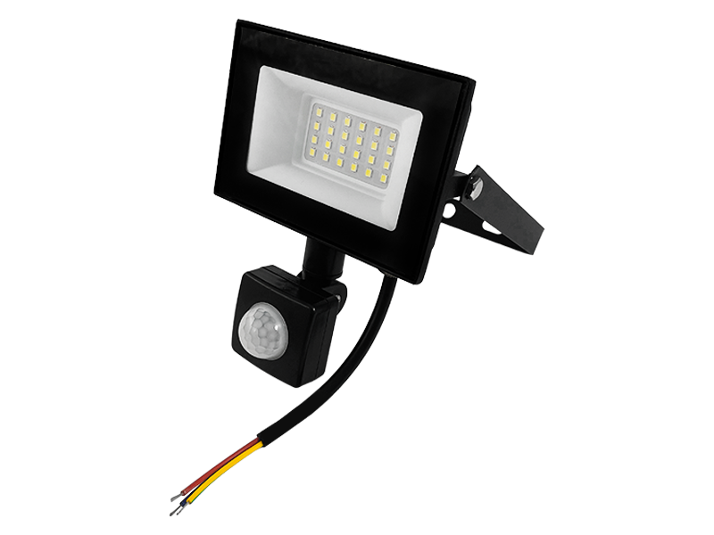 Прожектор світлодіодний 20W 6500K IP65 1600LM 175-265V з датчиком чорний. LEMANSO