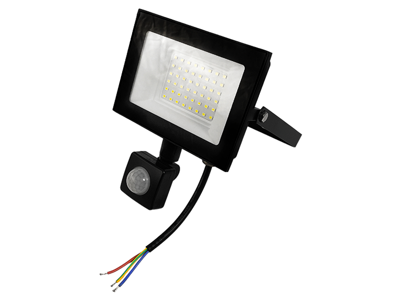 Прожектор світлодіодний 50W 6500K IP65 3000LM 175-265V з датчиком чорний. LEMANSO