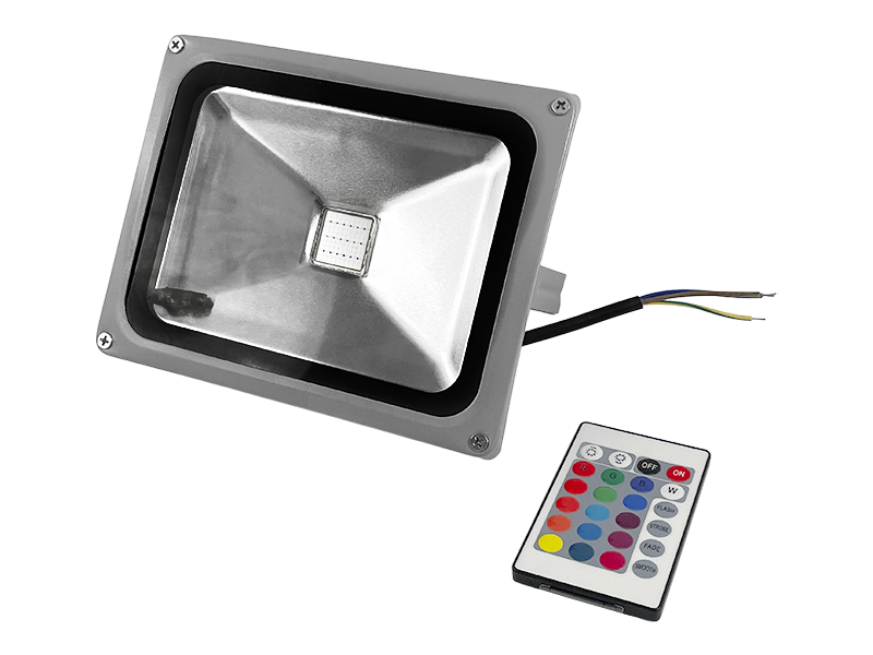 RGB Прожектор світлодіодний 20W з пультом IP65 1LED сірий LEMANSO
