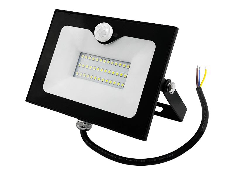 Прожектор світлодіодний 50W 6500K IP65 3000LM 175-265V з вбудованим датчиком чорний. LEMANSO