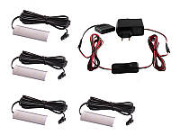 Комплект світильників світлодіодних з ручним вимикачем накладних для підсвітки меблевих полиць 4шт 220V біле