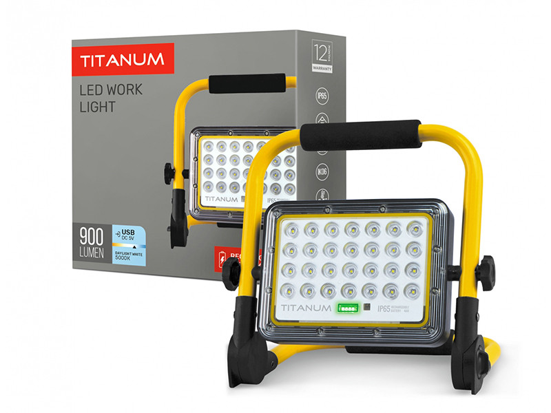 Прожектор світлодіодний акумуляторний IP65 20W 900Lm 5000K. TITANUM (TL-FA-105)