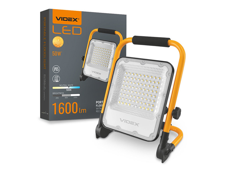 Прожектор світлодіодний акумуляторний F2A 50W 5000K IP65. PREMIUM VIDEX (VL-F2A-505)