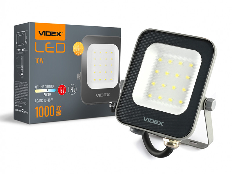 Прожектор світлодіодний F3e 1000Lm 5000K AC/DC 12-48V IP65. VIDEX VL-F3e-105W-12V