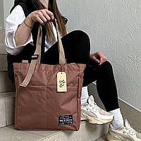 Женская сумка-шоппер с плечевым ремнем. Мокко