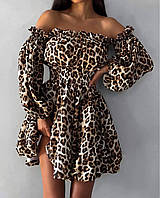 Женское летнее платье леопардовое Модное женское платье Короткое женское платье принт Лео MTS.