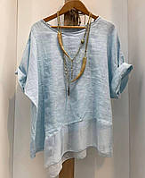 Жіноча блузка з льону 42-46; 48-52; 54-58 (4цв) "ELIZA" від прямого постачальника