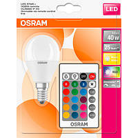 Светодиодная лампа OSRAM LED STAR + P40 DIM 4.5 W (470 Lm) 2700 K + RGB E14 пульт ДУ (4058075430877)