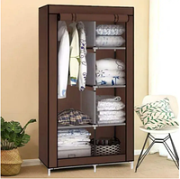 Тканевый шкаф складной универсальный органайзер для вещей Storage Wardrobe 105*45*175 коричневый new