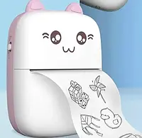 Портативный принтер BAMBI CAT MINI PRINTER детский мини принтер для телефона Розовый new
