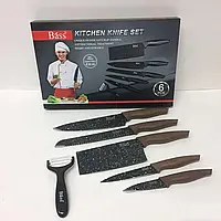 Набор кухонный металлокерамических ножей 6шт Bass B6981 с керамическим покрытием, ножи для кухни new