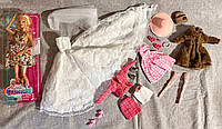 Набір лялька з одягом та взуттям для ляльок типу Барбі