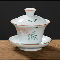 Гайвань цветы ёмкость 150 мл. посуда для чайной церемонии используется в китайской чайной традиции