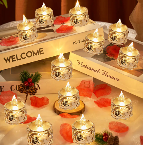 Набір з 12 шт без полум'яних настільних чайних світлодіодних світильник декоративних свічок LED Світлодіодна нічник світильник