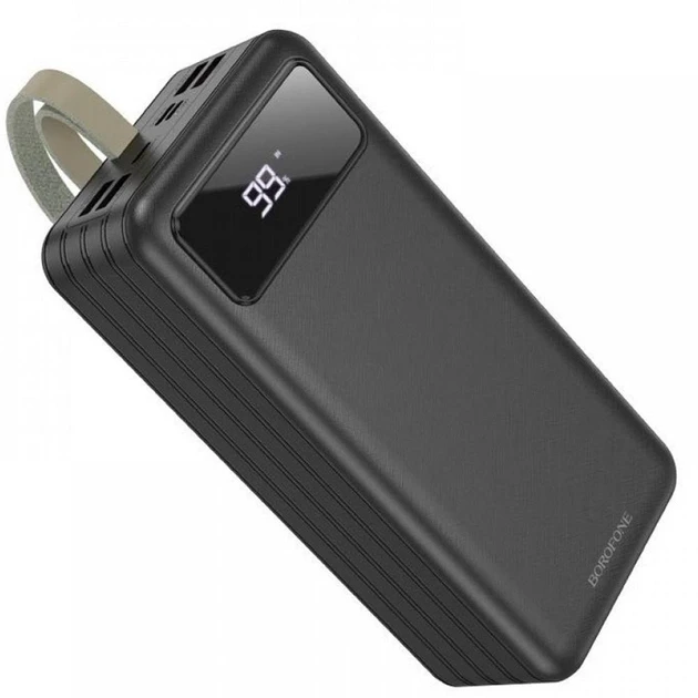 Зовнішній аккумулятор повербанк Power bank 7в1 BOROFONE DBT09 60000mAh з ліхтариком |4USB/Type-C/Lightning| Чорний