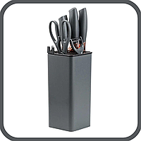 Ножі на підставці 5 штук з ножицями та овочечисткою для кухні Чорний кухонне приладдя з підставкою