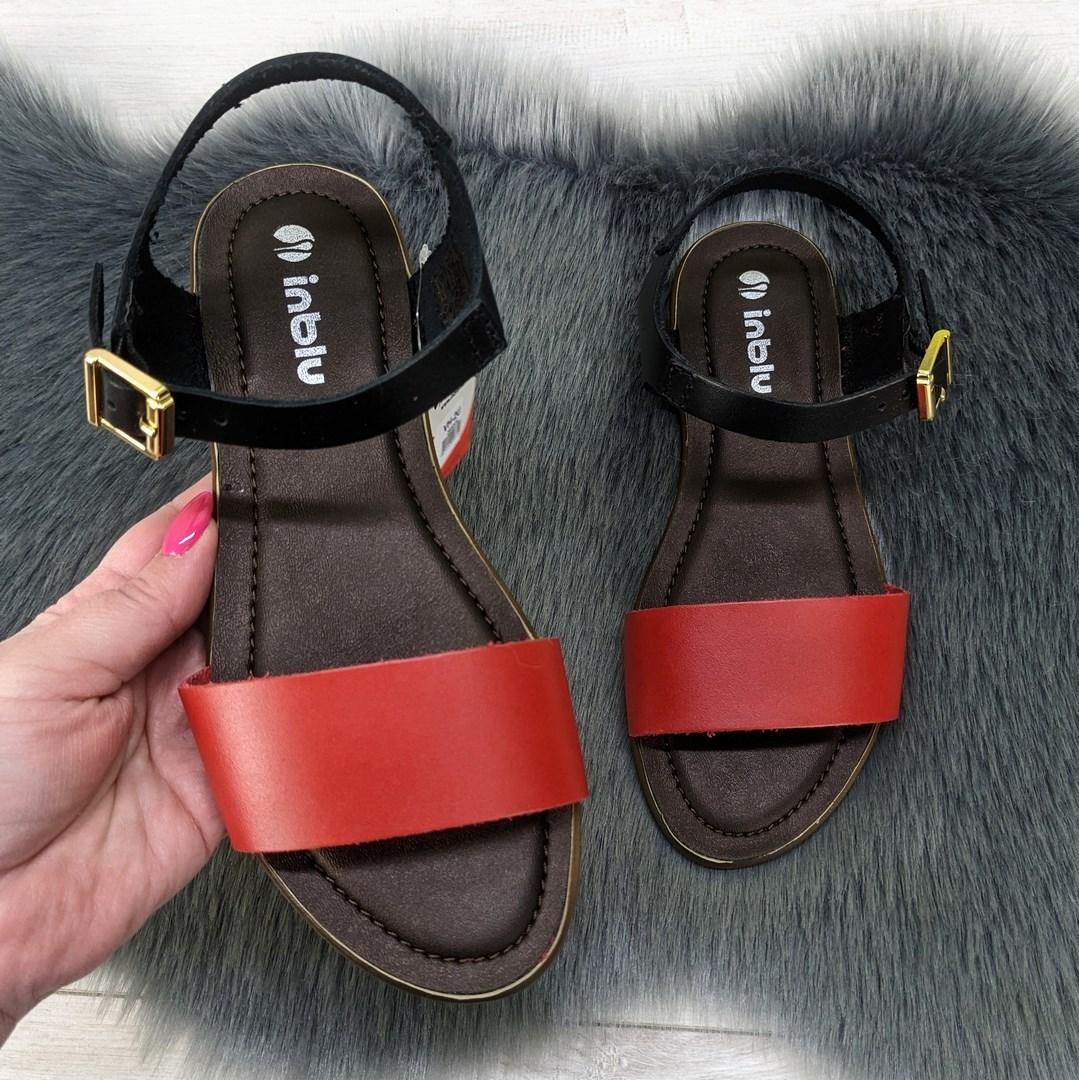 Босоніжки жіночі Inblu червоні з чорним на тонкій підошві 4494, фото 1