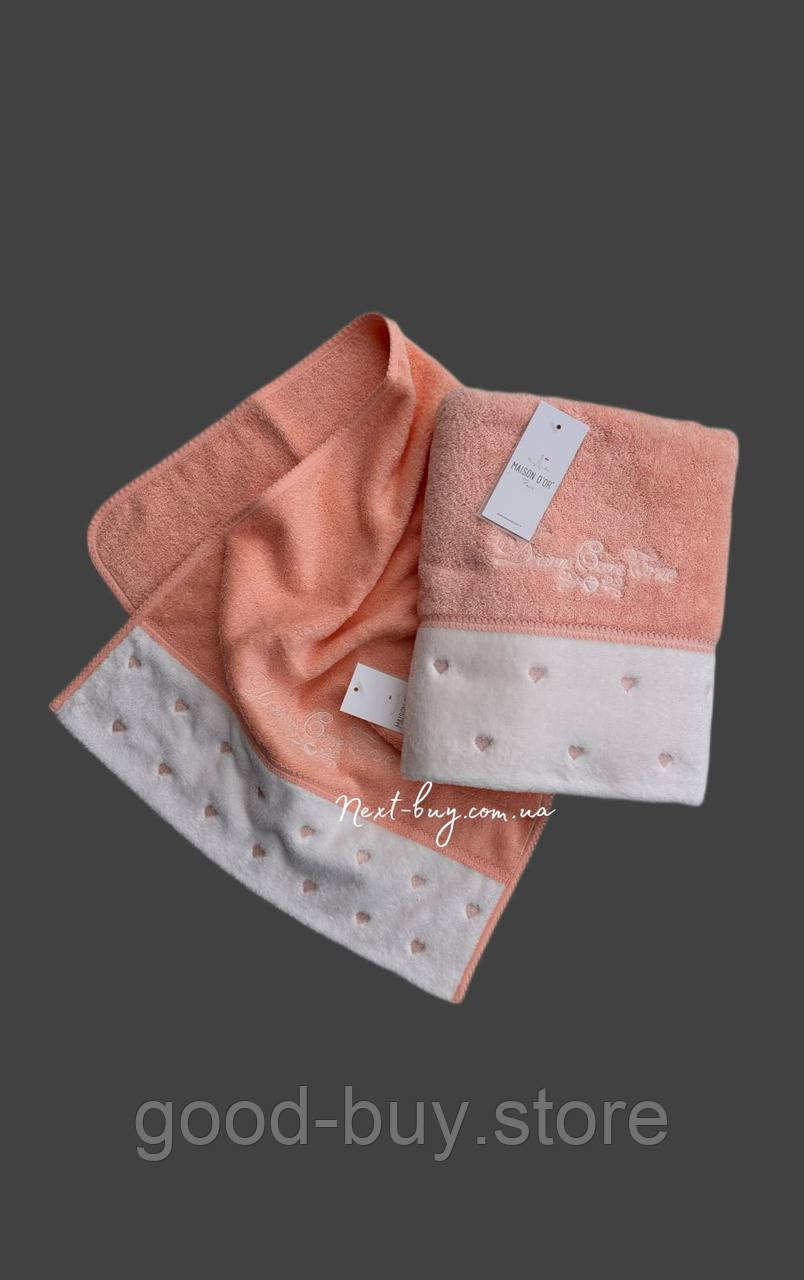 Maison D`or Lavoine Hearts salmon махровий рушник 50х100