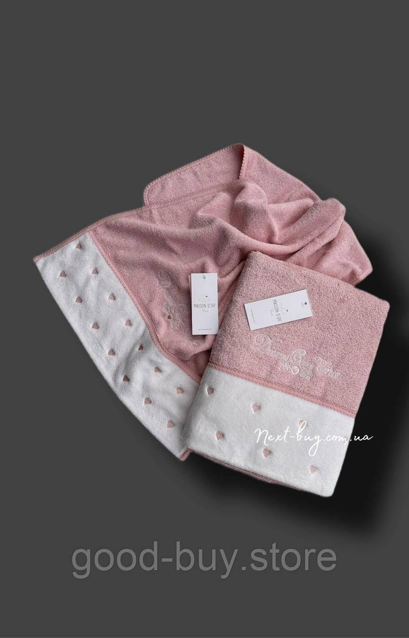 Maison D`or Lavoine Hearts rose махровий рушник для сауни 85х150