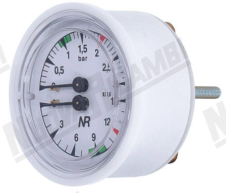 Манометр на 2 шкали 0-3/0-15 бар – 1/8M – вн. Ø 70мм - основа Ø 63мм, для кавомашини CMA ASTORIA, Wega, фото 2