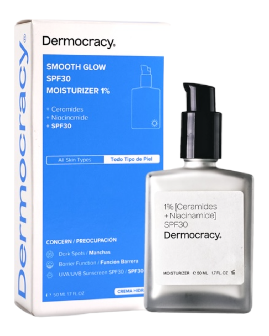 Бар'єрний зволожуючий денний крем Dermocracy Smooth Glow SPF30 Moisturizer 1% 50 мл з сонцезахисними фільтрами, фото 1