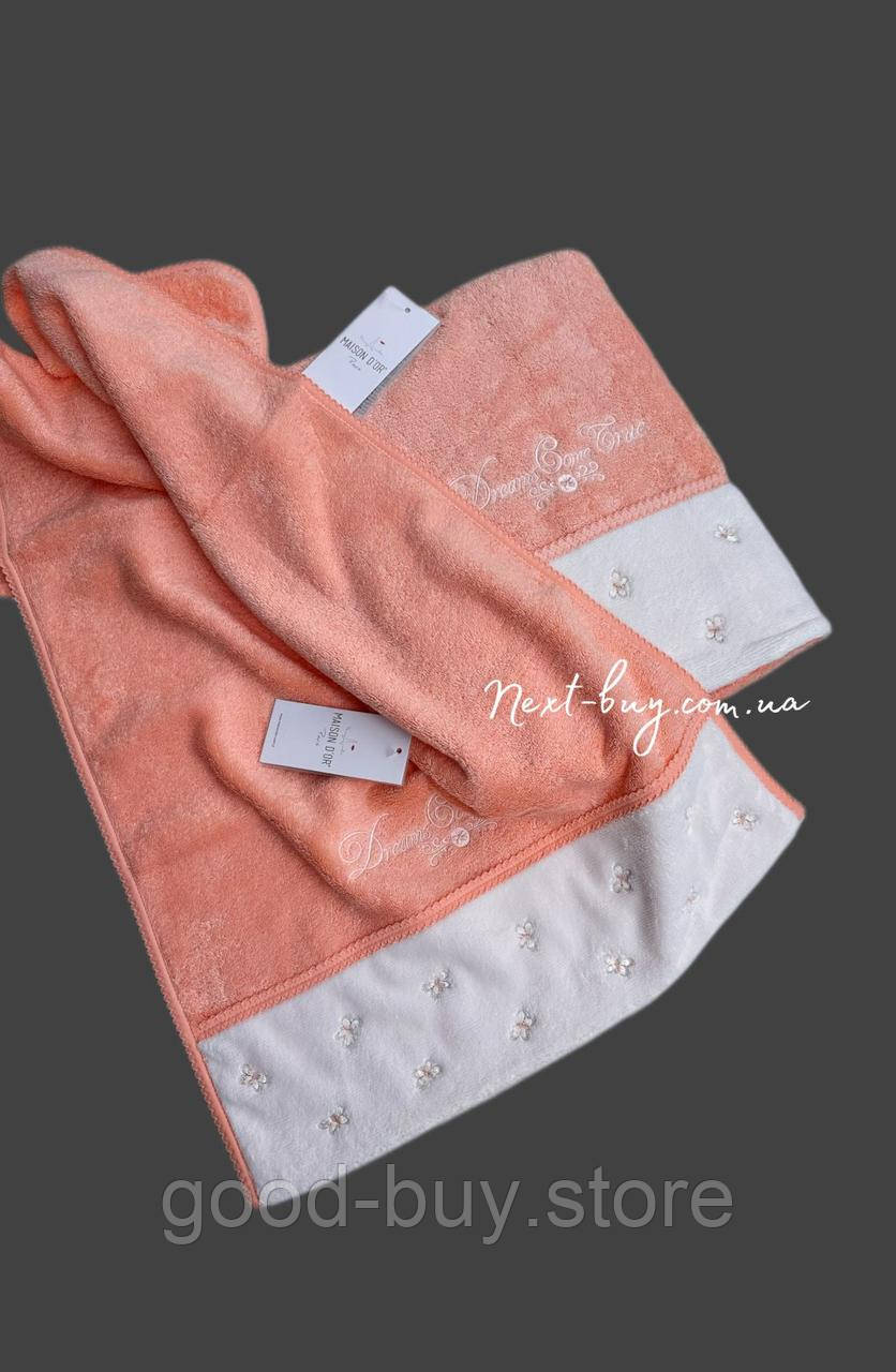 Maison D`or Lavoine Butterfly salmon махровий рушник для сауни 85х150