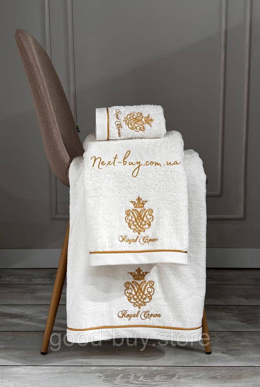 Maison Dor Royal crown ecru набір махрових рушників 3 шт. із вишивкою
