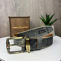 Мужской кожаный ремень классический стиль Tommy Hilfiger пояс из натуральной кожи Томми Хилфигер BuyIT
