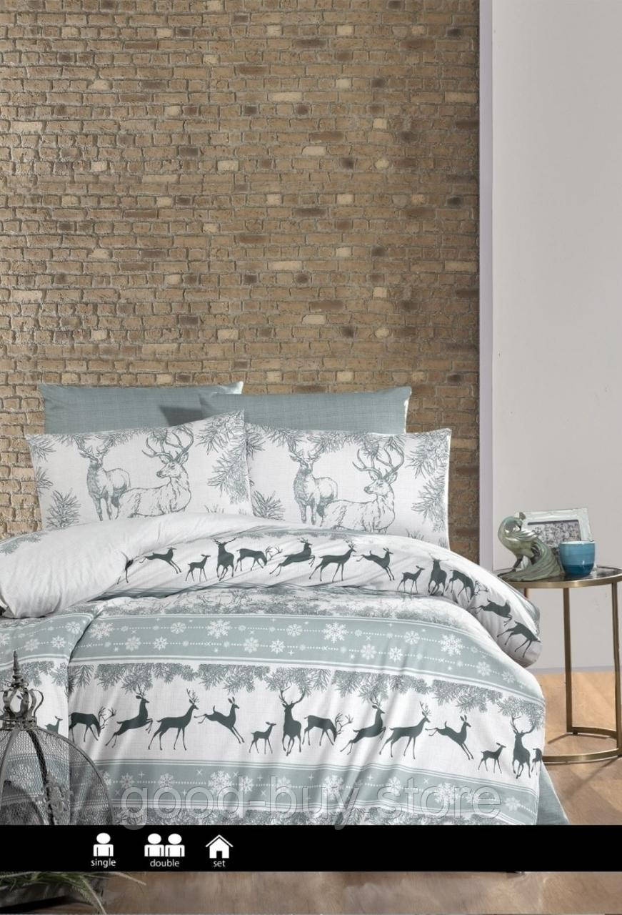 First Сhoice Deer dark green постільна білизна ранфорс полуторний 160х220