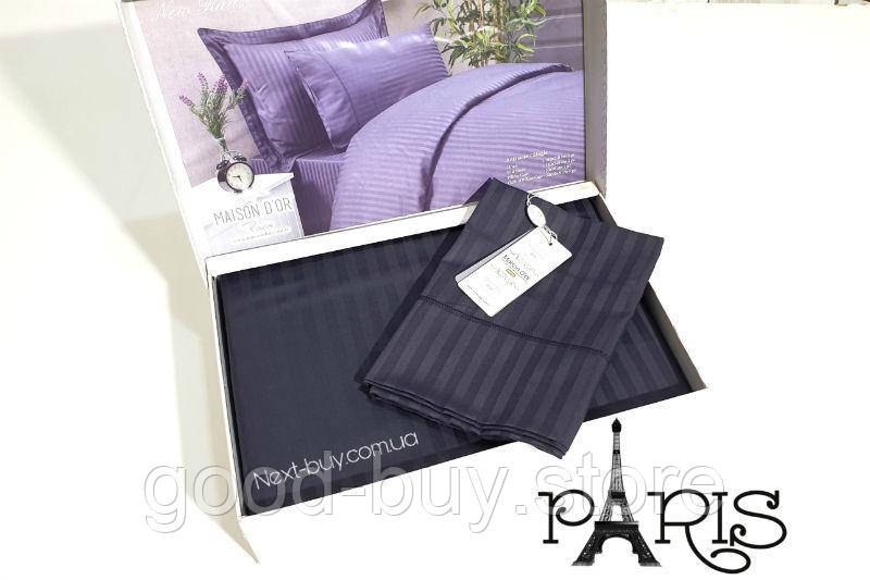 Maison D'or New Rails Double Antracite постільна білизна Maison 200x220см сатин чорний, фото 1