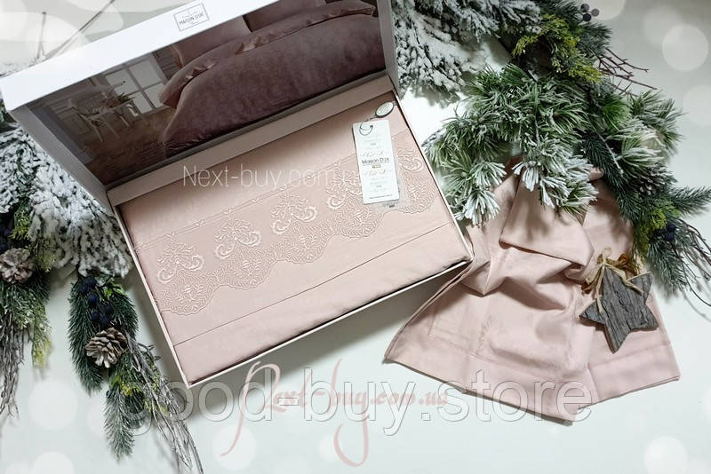 Maison D&#039;or Mirabella Dantella Rose постільна білизна 200x220см сатин жаккард з мереживом
