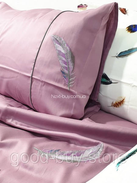 Maison D&#039;or Pulume Volante Dark Lilac постільна білизна сімейна 160x220см - 2шт. сатин з вишивкою