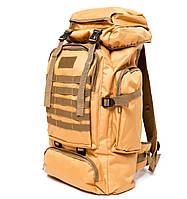 Армейский рюкзак тактический 70 л + Подсумок Водонепроницаемый туристический рюкзак. Цвет: койот