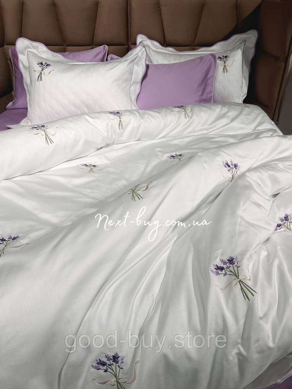 Maison D&#039;or Lavander Embrodery lilac постільна білизна євро 200х220 сатин з вишивкою